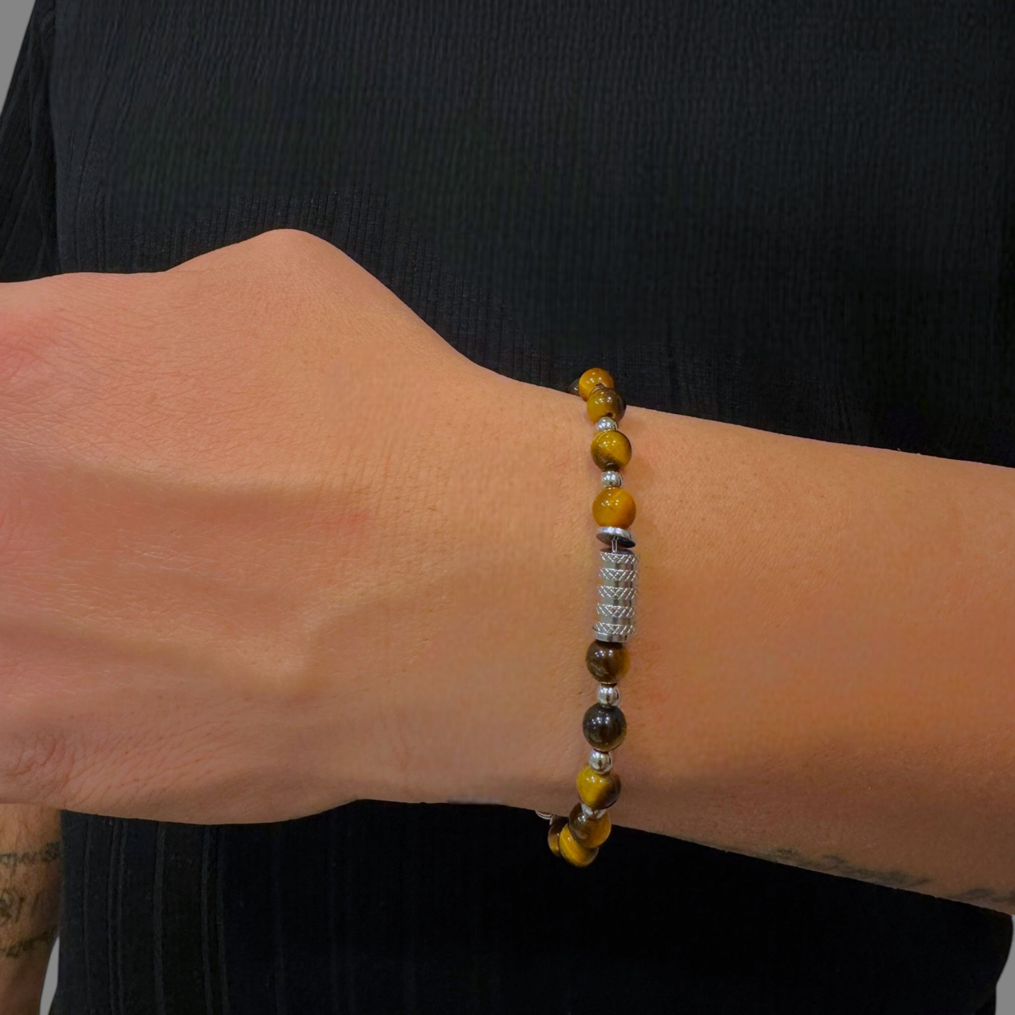 Bracciale tigre sfere lisce Sharifa Crystals